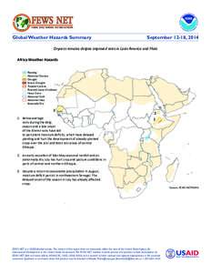 FEWS NET  FAMINE EARLY WARNING SYSTEMS NETWORK Global Weather Hazards Summary