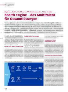Management  DigitALL KSBL, Dashboard, eMedikationsdossier, AI für Spitäler health engine – das Multitalent für Gesamtlösungen