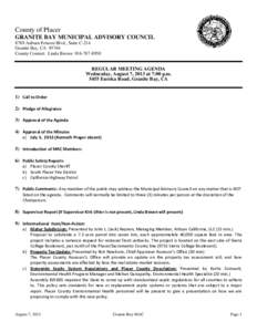 County of Placer GRANITE BAY MUNICIPAL ADVISORY COUNCIL 8789 Auburn Folsom Blvd., Suite C-214 Granite Bay, CA[removed]County Contact: Linda Brown[removed]