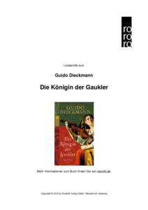 Leseprobe aus:  Guido Dieckmann Die Königin der Gaukler