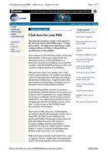 Click here for your PhD - smh.com.au - Features & Arts  Thursday, June 29, 2000