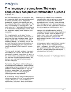 The language of young love: The ways couples talk can predict relationship success