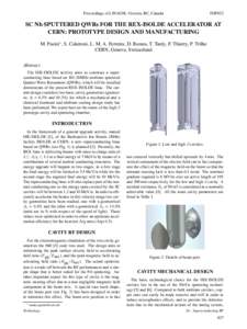 Proceedings of LINAC08, Victoria, BC, Canada  THP022 SC Nb SPUTTERED QWRs FOR THE REX-ISOLDE ACCELERATOR AT CERN: PROTOTYPE DESIGN AND MANUFACTURING