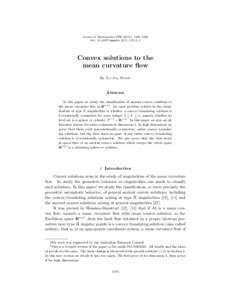Annals of Mathematics), 1185–1239 doi: annalsConvex solutions to the mean curvature flow By Xu-Jia Wang