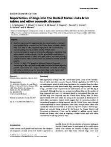 Zoonoses and Public Health  SHORT COMMUNICATION Importation of dogs into the United States: risks from rabies and other zoonotic diseases