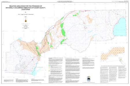 SPECIAL REPORT 190 RELATIVE LIKELIHOOD FOR THE PRESENCE OF NATURALLY OCCURRING ASBESTOS IN PLACER COUNTY, CALIFORNIA - PLATE 1 OF 1 STATE OF CALIFORNIA - ARNOLD SCHWARZENEGGER, GOVERNOR THE RESOURCES AGENCY - MICHAEL CHR