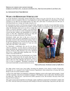 PROFILES OF CONSERVATION EASEMENT DONORS GEORGIA LAND TRUST, INC., ALABAMA LAND TRUST, INC., THE CHATTOWAH OPEN LAND TRUST, INC. ALL PROFILES WRITTEN BY FRANK MCINTOSH WADE AND ROSEMARY STRICKLAND Dr. Wade Strickland’s