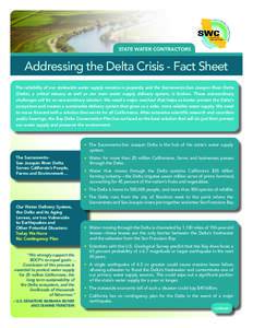 Sacramento-San Joaquin Delta / River deltas / San Francisco Bay / Sacramento–San Joaquin River Delta / San Joaquin River / Ken Calvert / Sacramento River / Levee breach / Water supply / Geography of California / Central Valley / San Joaquin Valley