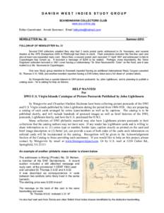 DANISH WEST INDIES STUDY GROUP SCANDINAVIAN COLLECTORS CLUB www.scc-online.org Editor-Coordinator: Arnold Sorensen. Email  _____________________________________________________________________________
