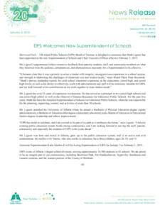 January 5, 2015 For Immediate Release EIPS Welcomes New Superintendent of Schools Sherwood Park… Elk Island Public Schools (EIPS) Board of Trustees is delighted to announce that Mark Liguori has been appointed as the n