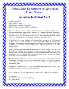 United States Department of Agriculture Forest Service Aviation Technical Alert Number[removed]Date: July 13, 2004 Distribution: Aviation Operations
