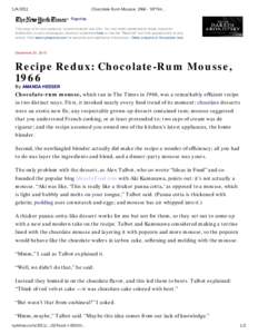 Chocolate-Rum Mousse, [removed]NYTimes.com