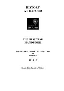 HISTORY AT OXFORD THE FIRST YEAR  HANDBOOK