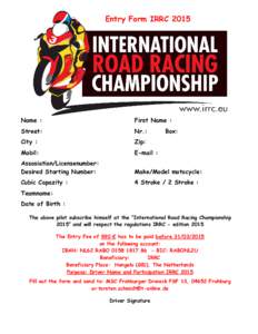 Entry Form IRRC[removed]English