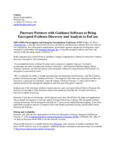 Passware Partners with Guidance Software to Bring Encrypted Evidence Discovery and Analysis to EnCase