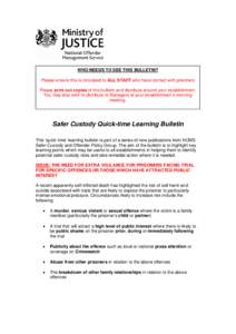 Safer Custody Quick-time Learning Bulletin