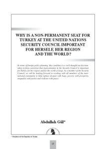 WHY IS A NON-PERMANENT SEAT FOR TURKEY AT THE UNITED NATIONS SECURITY COUNCIL IMPORTANT