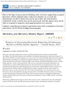 Progress in Increasing Electronic Reporting of Laboratory Results to Public Health Agencies — United States, 2013