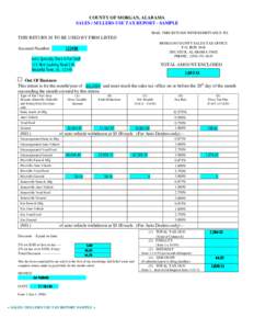 COUNTY OF MORGAN, ALABAMA SALES / SELLERS USE TAX REPORT - SAMPLE MAIL THIS RETURN WITH REMITTANCE TO: THIS RETURN IS TO BE USED BY FIRM LISTED MORGAN COUNTY SALES TAX OFFICE