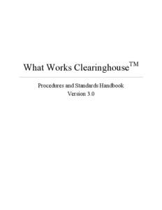 What Works Clearinghouse Procedures and Standards Handbook Version 3.0