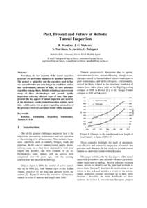 Past, Present and Future of Robotic Tunnel Inspection R. Montero, J. G. Victores, S. Martínez, A. Jardón, C. Balaguer RoboticsLab, University Carlos III of Madrid, Spain E-mail: , 3m.e