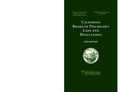 California Board of Psychology Laws and Regulations  State of California Department of Consumer Affairs