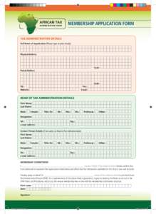 AFRICAN TAX ADMINISTRATION FORUM MEMBERSHIP APPLICATION FORM  Tax Administration DETAILS