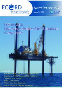 Newsletter #12 April 2009 ESO to start New Jersey Shallow Shelf Expedition in May 2009