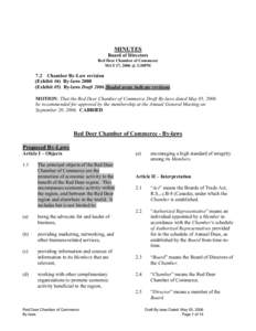 MINUTES Board of Directors Red Deer Chamber of Commerce MAY 17, 2006 @ 2:30PM  7.2 Chamber By-Law revision