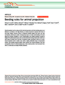 ARTICLE Received 22 May 2013 | Accepted 22 Jan 2014 | Published 18 Feb 2014 DOI: [removed]ncomms4293  Bending rules for animal propulsion