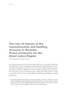 Essays  The role of women in the reconstruction and building of peace in Rwanda: Peace prospects for the