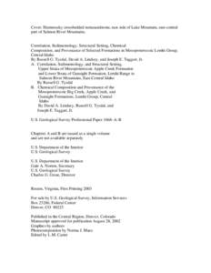 Cover. Hummocky crossbedded metasandstone, east side of Lake Mountain, east-central   part of Salmon River Mountains. Correlation, Sedimentology, Structural Setting, Chemical