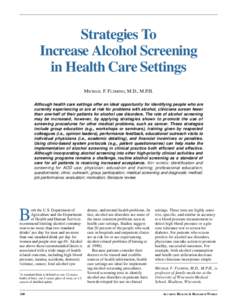 Strategies To Increase Alcohol Screening in Health Care Settings