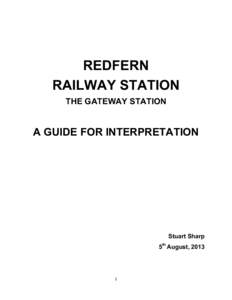 REDFERN RAILWAY STATION THE GATEWAY STATION A GUIDE FOR INTERPRETATION