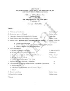 MEETING OF ADVISORY COMMITTEE ON WATER INFORMATION’S (ACWI) SUBCOMMITTEE ON HYDROLOGY (SOH) 12:00 p.m. – 3:00 pm, Eastern Time January 19, 2012