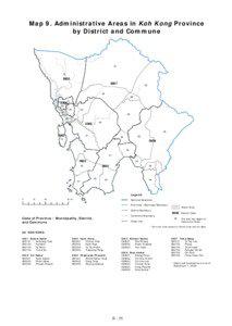 Map 9. Administrative Areas in Koh Kong Province by District and Commune