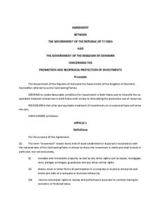 AGREEMENT BETWEEN THE GOVERNMENT OF THE REPUBLIC OF T1’tIDIA AND THE GOVERNMENT OF THE KINGDOM OF DENMARK CONCERNING THE