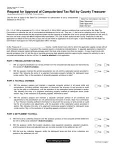 Reset Form  Michigan Department of Treasury[removed]Rev[removed]Request for Approval of Computerized Tax Roll by County Treasurer