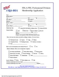 Professional Division Membership Application