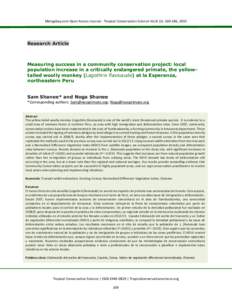 Mongabay.com Open Access Journal - Tropical Conservation Science Vol.8 (1): , 2015  Research Article Measuring success in a community conservation project: local population increase in a critically endangered prim