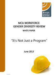 MCA WORKFORCE GENDER DIVERSITY REVIEW WHITE PAPER “It’s Not Just a Program” June 2013