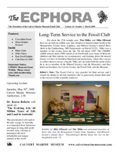 The  ECPHORA The Newsletter of the Calvert Marine Museum Fossil Club