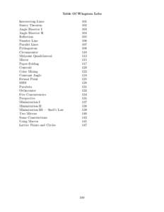 Table Of Wingeom Labs Intersecting Lines Sentry Theorem Angle Bisector I Angle Bisector II Reﬂection