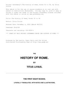 The Project Gutenberg eBook of The History of Rome: Books One to Eight, by Titus Livius.