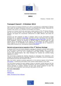 EUROPEAN COMMISSION  MEMO Brussels, 7 October[removed]Transport Council – 8 October 2014