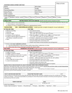 INDIVIDUALIZED EMERGENCY MEDICAL PLAN (IEMPSection 504 Plan 