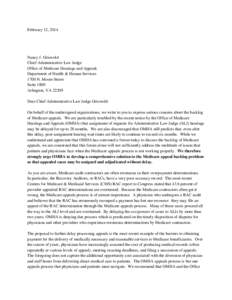 Joint letter to HHS regarding serious concerns about the backlog of Medicare appeals