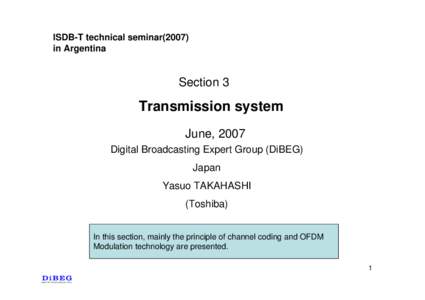 ISDB-T technical seminarin Argentina Section 3  Transmission system