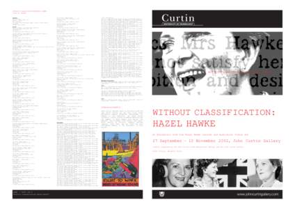 WITHOUT CLASSIFICATION:HAZEL HAWKE LIST OF WORKS Posters Michael Callaghan, Earthworks Poster Collective Mutate Now and Avoid the Rush, 1977