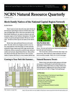 National Capital Region Inventory & Monitoring Network  National Park Service U.S. Department of the Interior  NCRN Natural Resource Quarterly